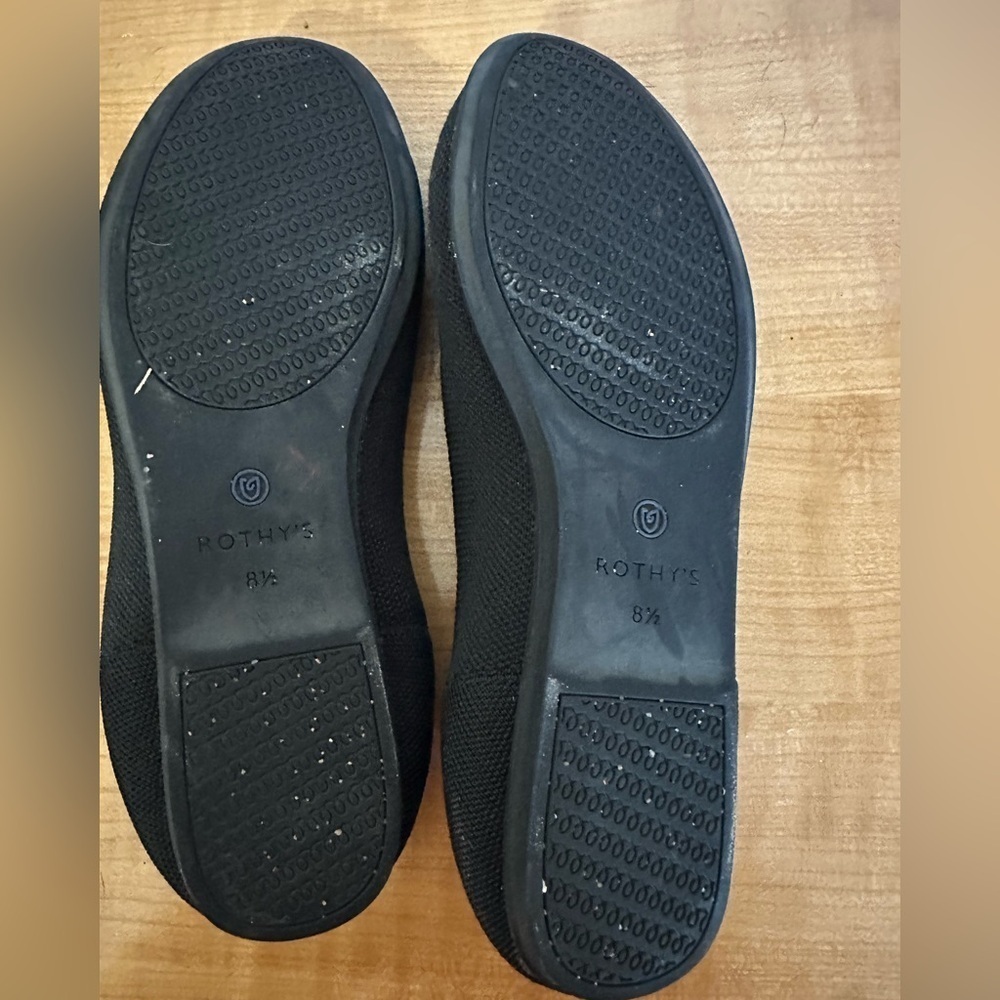 Rothy's The Flat Black Flats with Blue Trim - Size 8.5 - Picture 6 of 8